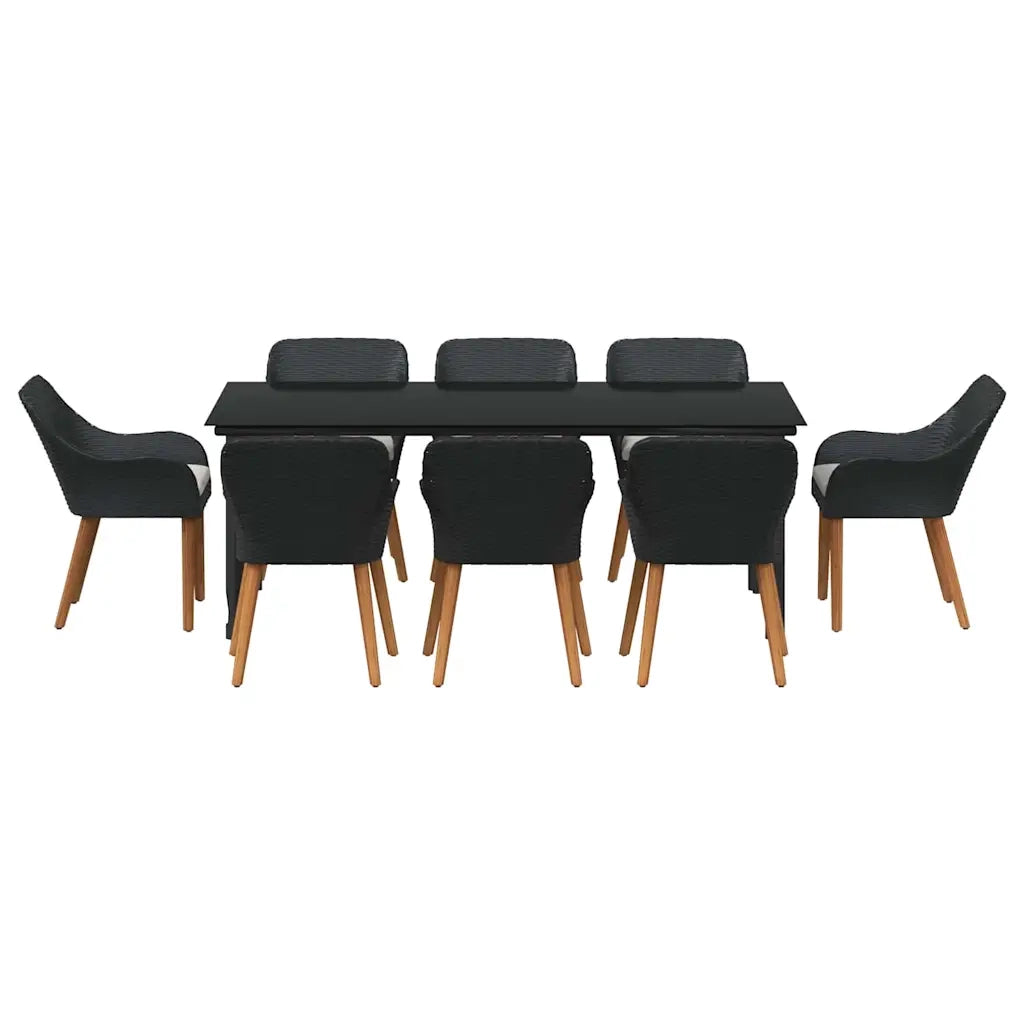 Set da Pranzo per Giardino con cuscino 9 pcs Nero polyrattan 3261676