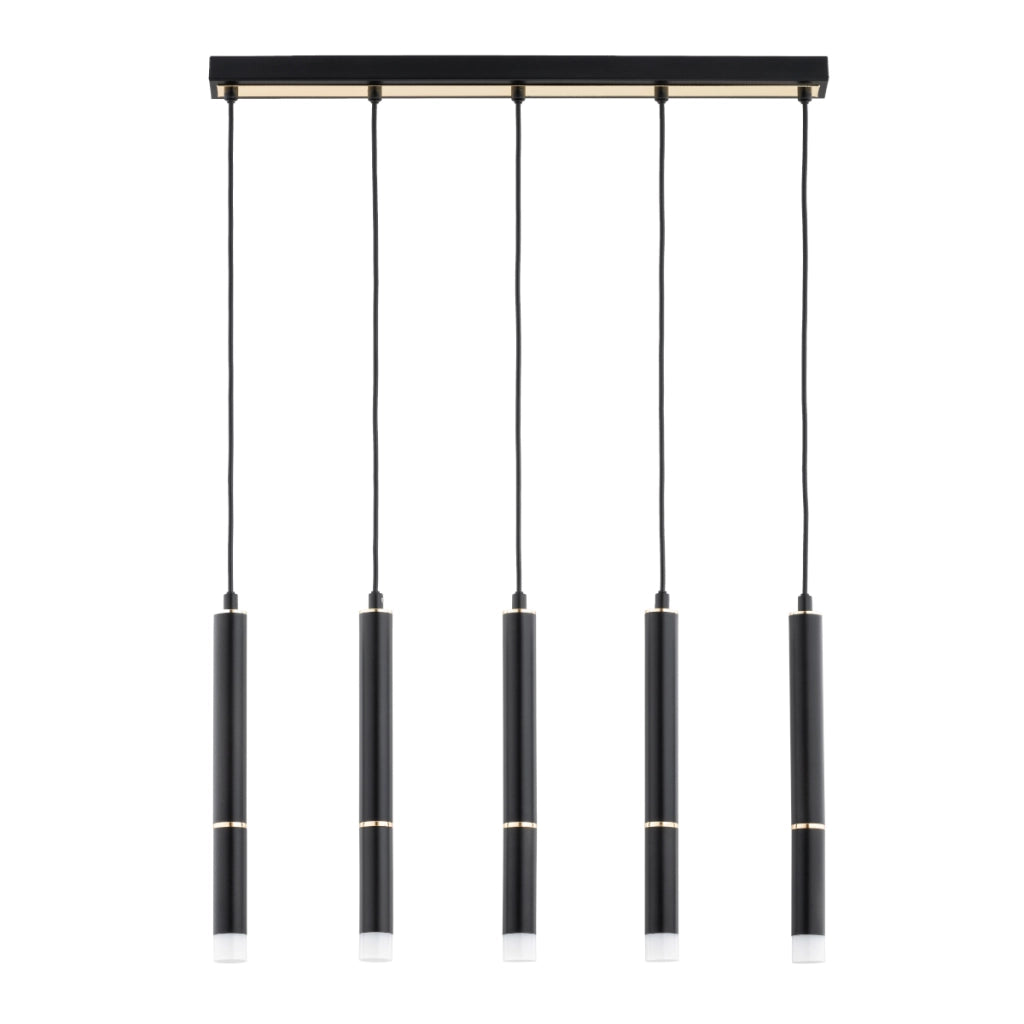 Lampada a sospensione DERSO nero-oro 5 luci G9 Alfa