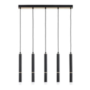 Lampada a sospensione DERSO nero-oro 5 luci G9 Alfa
