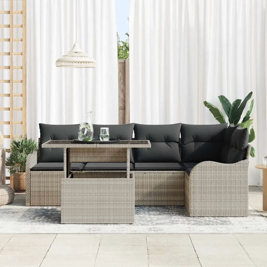 Set Divano da Giardino con cuscino 6 pcs Grigio chiaro 3357205