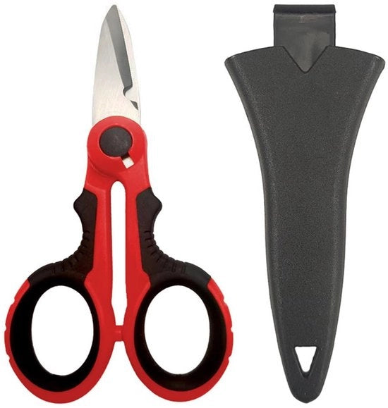 Serra elettrica per elettricisti - Tagliatrice di cavi - Inclusa custodia - Colore rosso - Serra a filo - Portatile - Ideale per la tagliatura