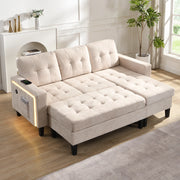 Divano angolare modulare con pouf e LED ¨C MINIMAL ¨C 3 posti + chaise longue