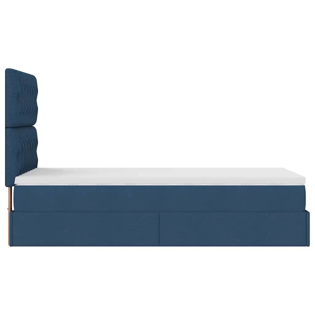 Pouf Letto con Materasso Blu 100x200 cm in Tessuto 3313222