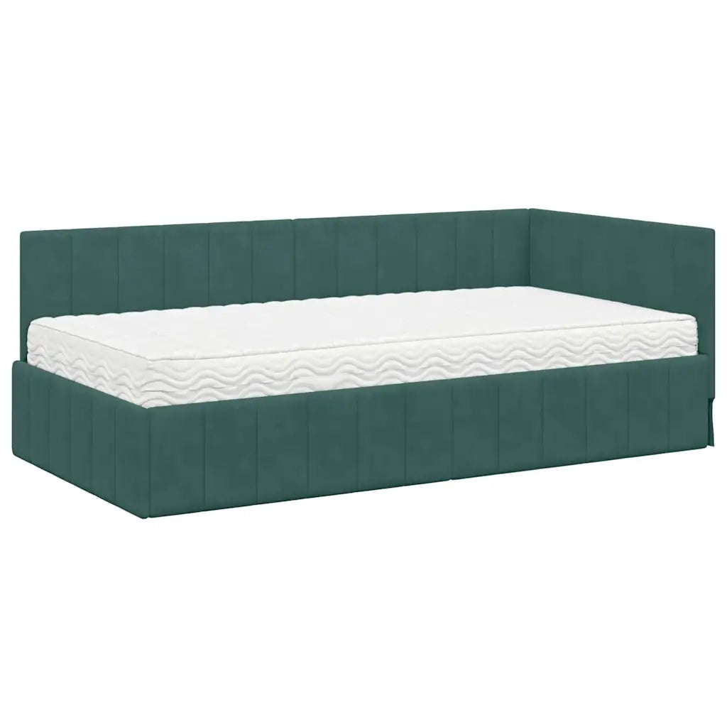 Struttura Letto Angolare con Materasso 2 pcs Verde Velluto 3393850