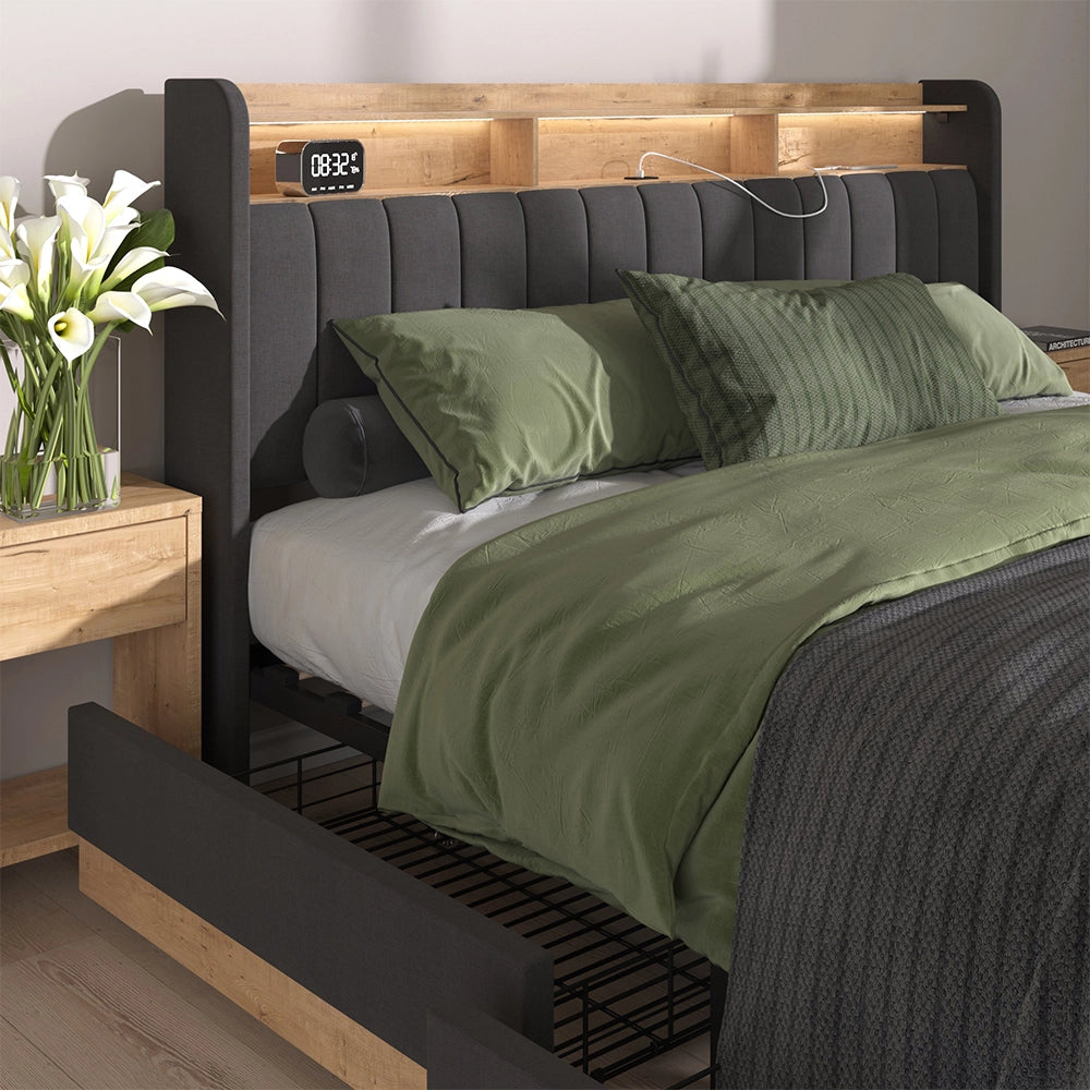Vitalispa Letto imbottito Antracite 180x200 cm con materasso