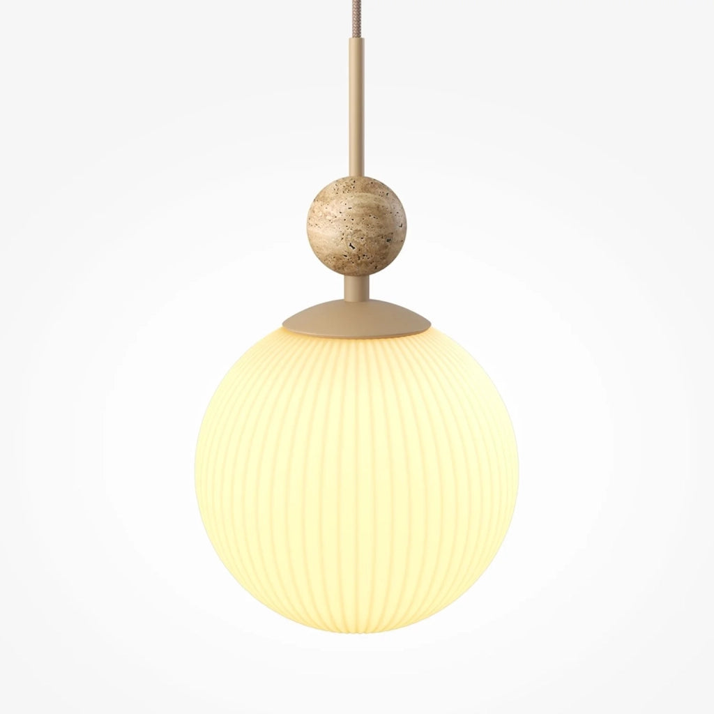 Sospensione Contemporanea Tavo Pietra Calcarea Beige 1 Luce E27