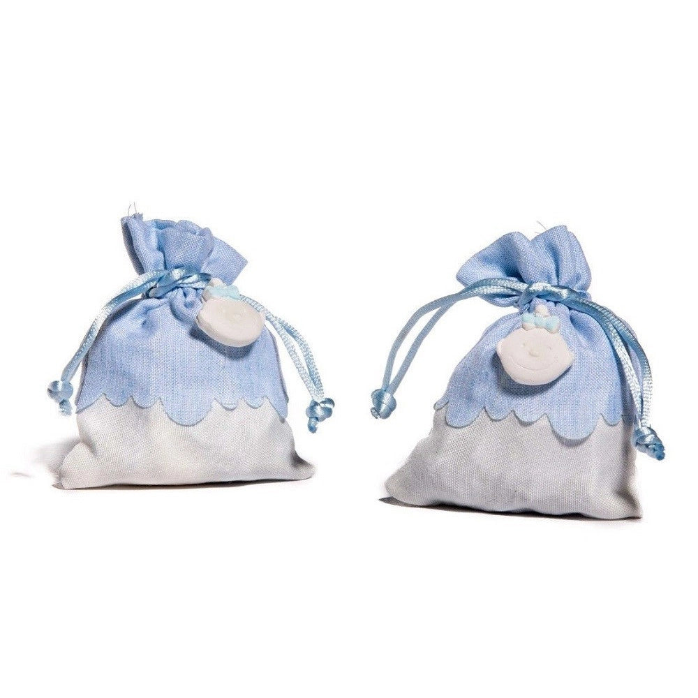 Trade Shop - Sacchetti Porta Confetti Bomboniera Con Gessetto In Vari Colori Per Cerimonia - Celeste
