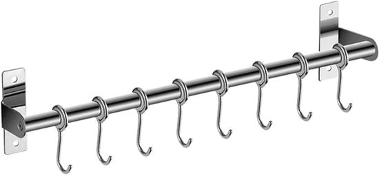 Organizzatore per la cucina con ganci - 40cm 8 ganci - Argento