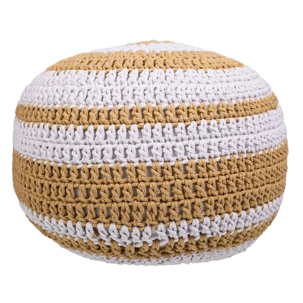 Puff de algodón trenzado marrón 45x45x30
