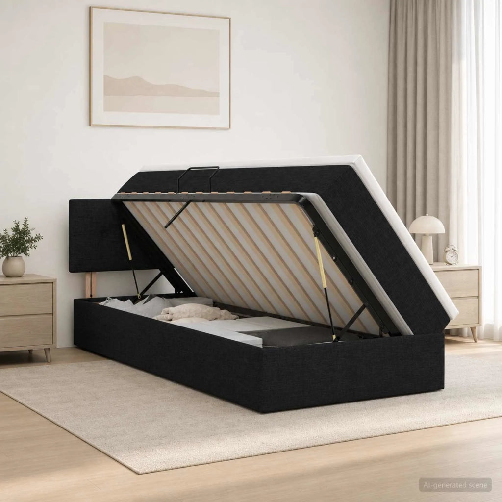 Letto con contenitore e materasso Nero 100 x 200 cm Velluto 3458603