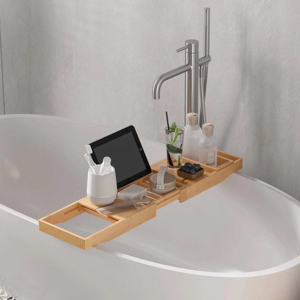 Ripiano per Vasca da Bagno in Bamb¨´ ¨C Xylo ¨C Regolabile con Supporto per Libro e Telefono