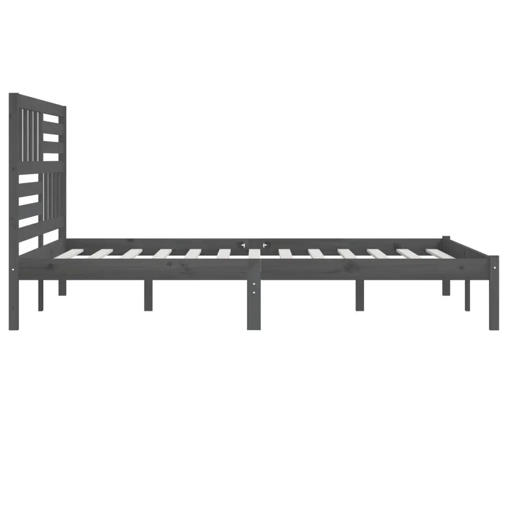 Letto matrimoniale | Letto per adulti | Giroletto Grigio in Legno Massello di Pino 200x200 cm