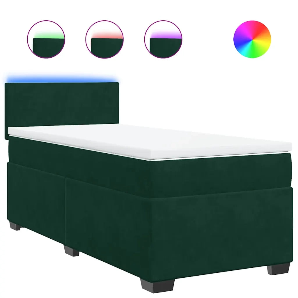 Giroletto a Molle con Materasso Verde Scuro 90x200 cm Velluto 3288507