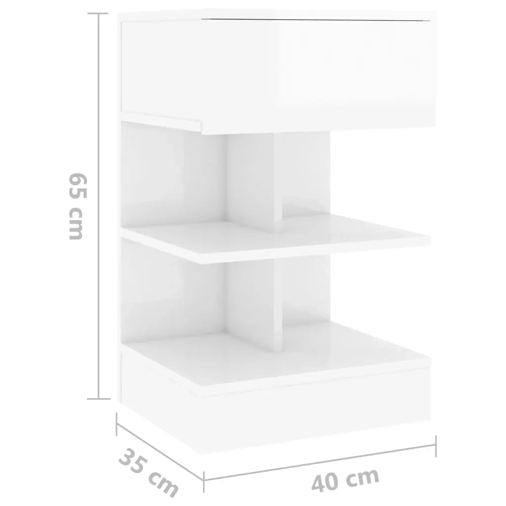 Comodini 2 pz-Set di 2 Tavolino da notte Bianco Lucido 40x35x65 cm