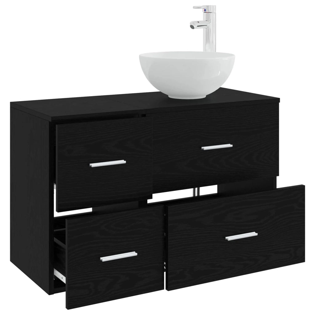Set di mobili per il bagno 2 pcs Rovere Nero 3403953