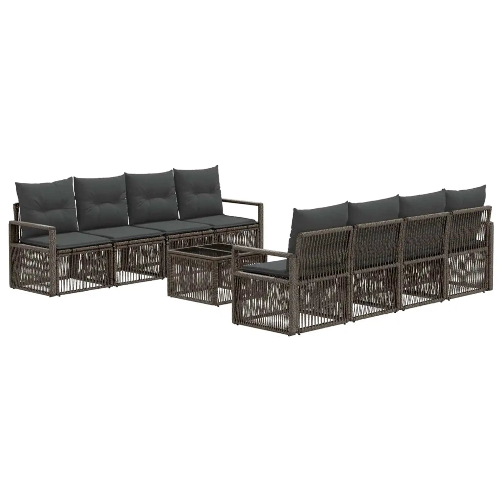 Set Divano da Giardino 9 pz Grigio polyrattan 3435656