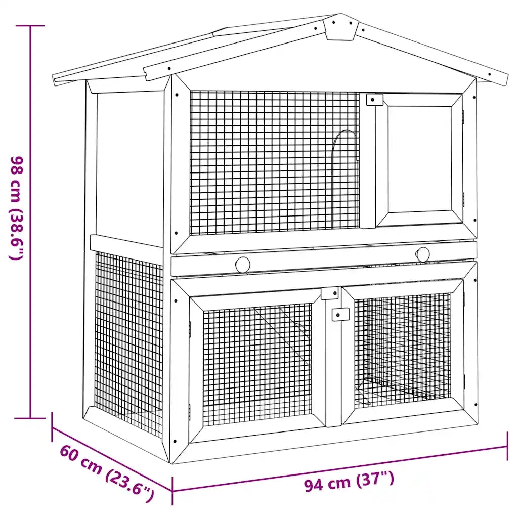 Conigliera per Esterni con 3 Porte Rossa in Legno cod mxl 52820