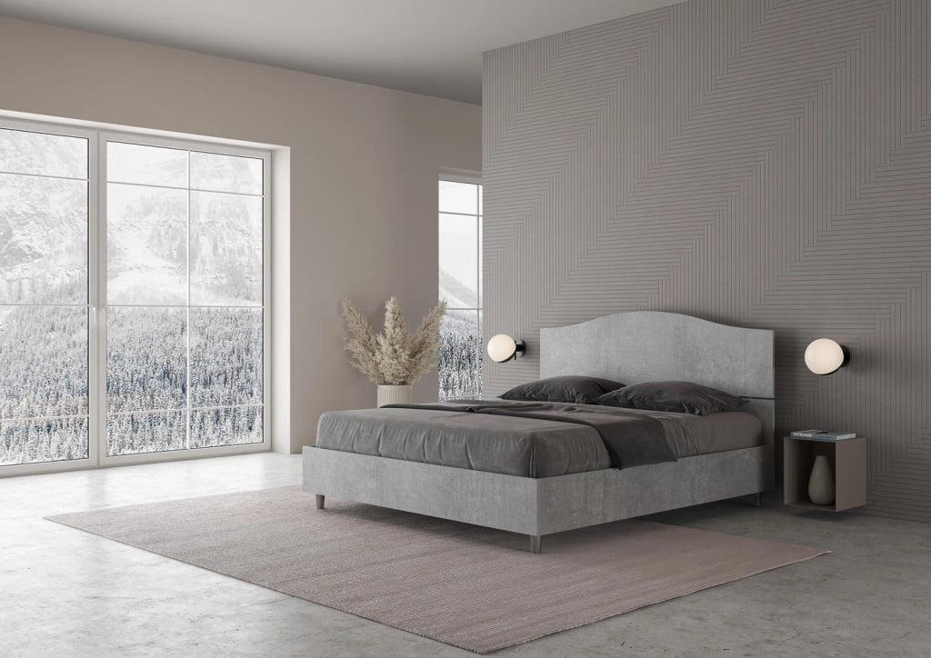 BS COM Letto matrimoniale con rete 160x190 cemento