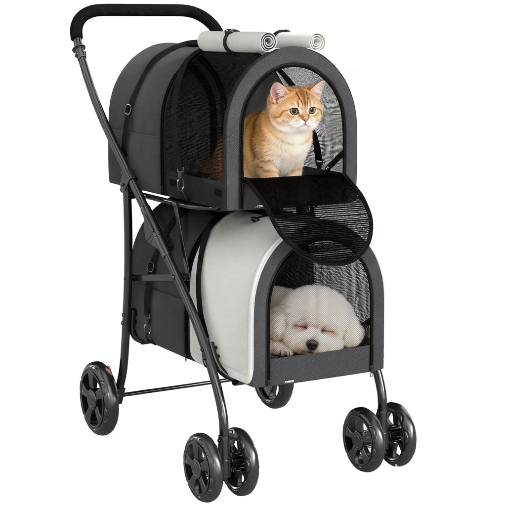 Letto per Cani e Gatti con Cuscini e Cinturino ¨C Minimal ¨C Grigio 66x50x98
