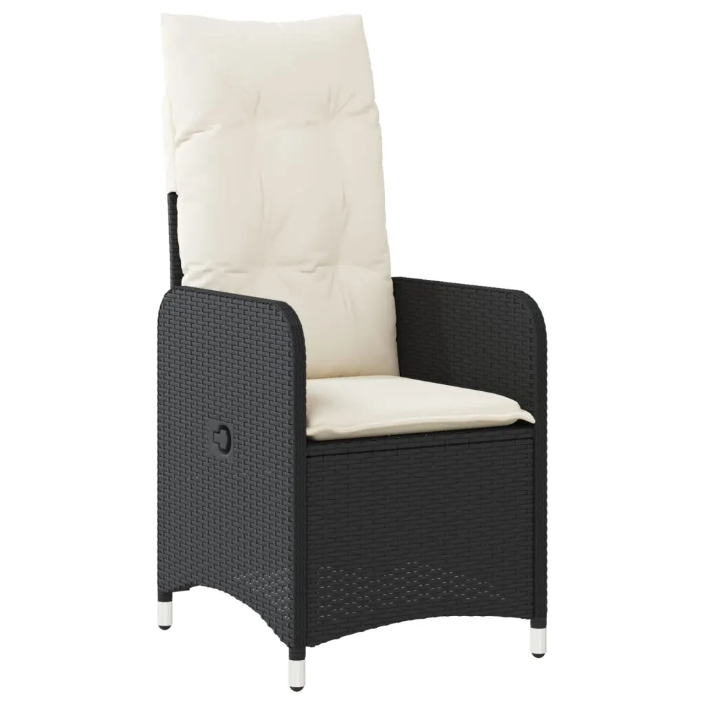 Set da Bistrò da Giardino 7 pz con Cuscini Nero in Polyrattan 3276980