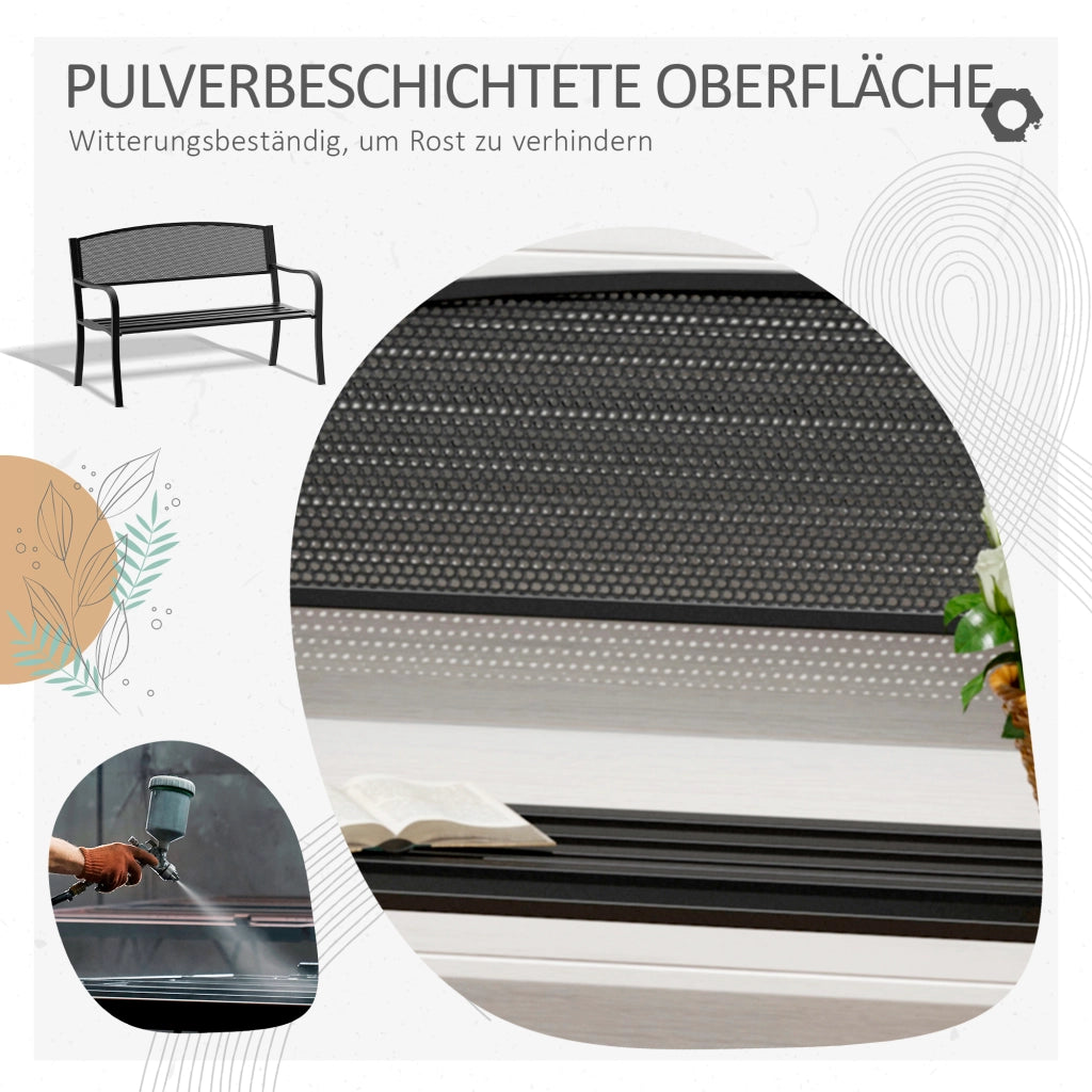 Panca da giardino 2 posti ¨C Xylo ¨C acciaio nero 127x60x87cm