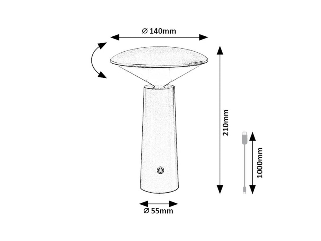 Lampada tavolo LED nera USB-C CCT Polperro Rabalux