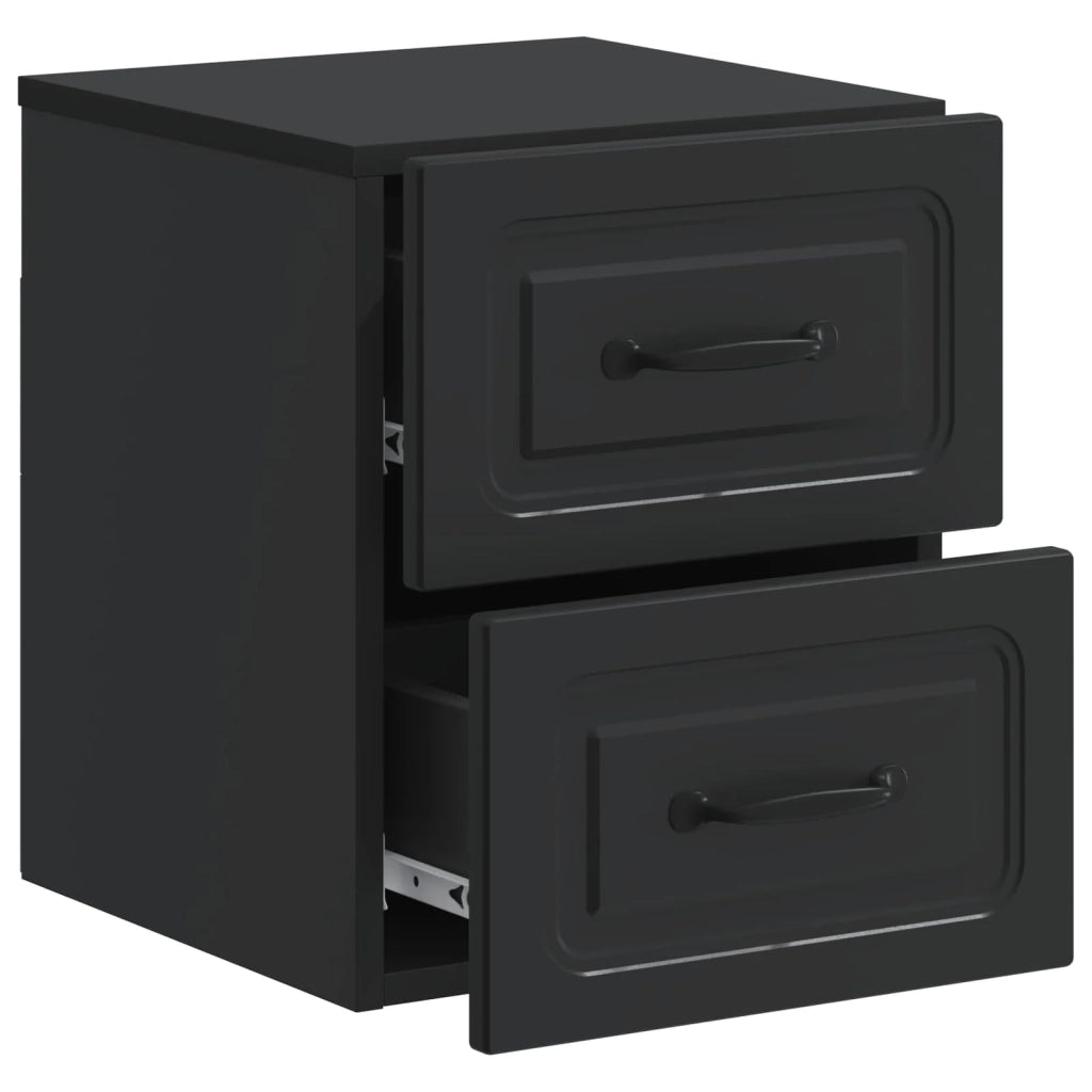 Set di 2 Comodini | Armadio da Notte | Mobiletto da notte a muro Nero 34,5 x 33 x 40 cm