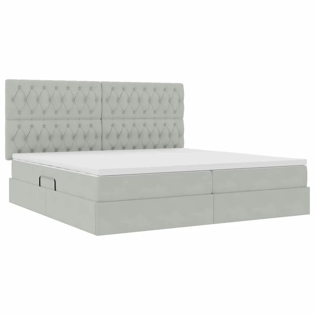 Letto con contenitore e LED Grigio chiaro 200 x 200 cm Velluto 3372747