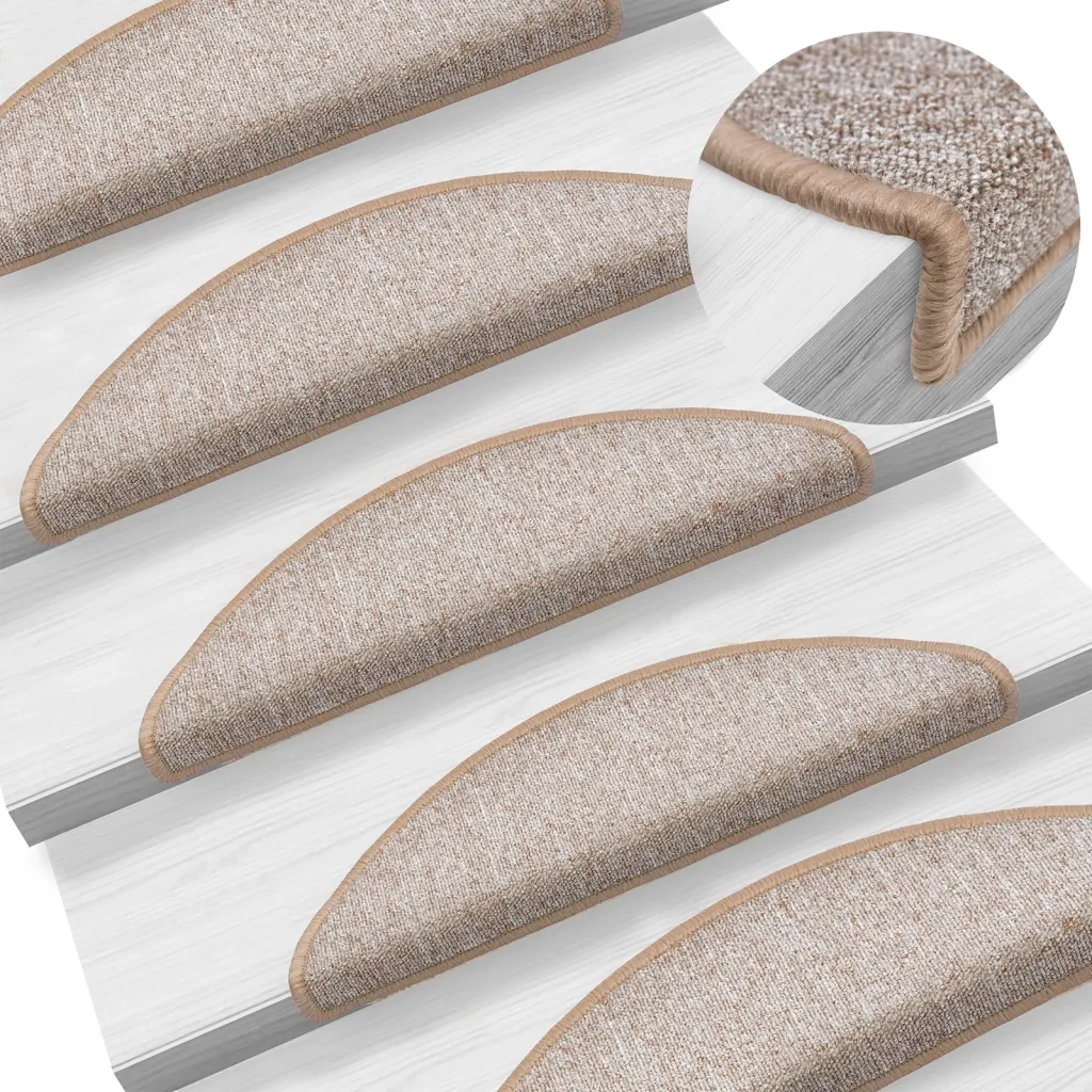Tappetini per scale 15 pz | Gradini per Scale 56x17x3 cm Marrone chiaro Semicircolari