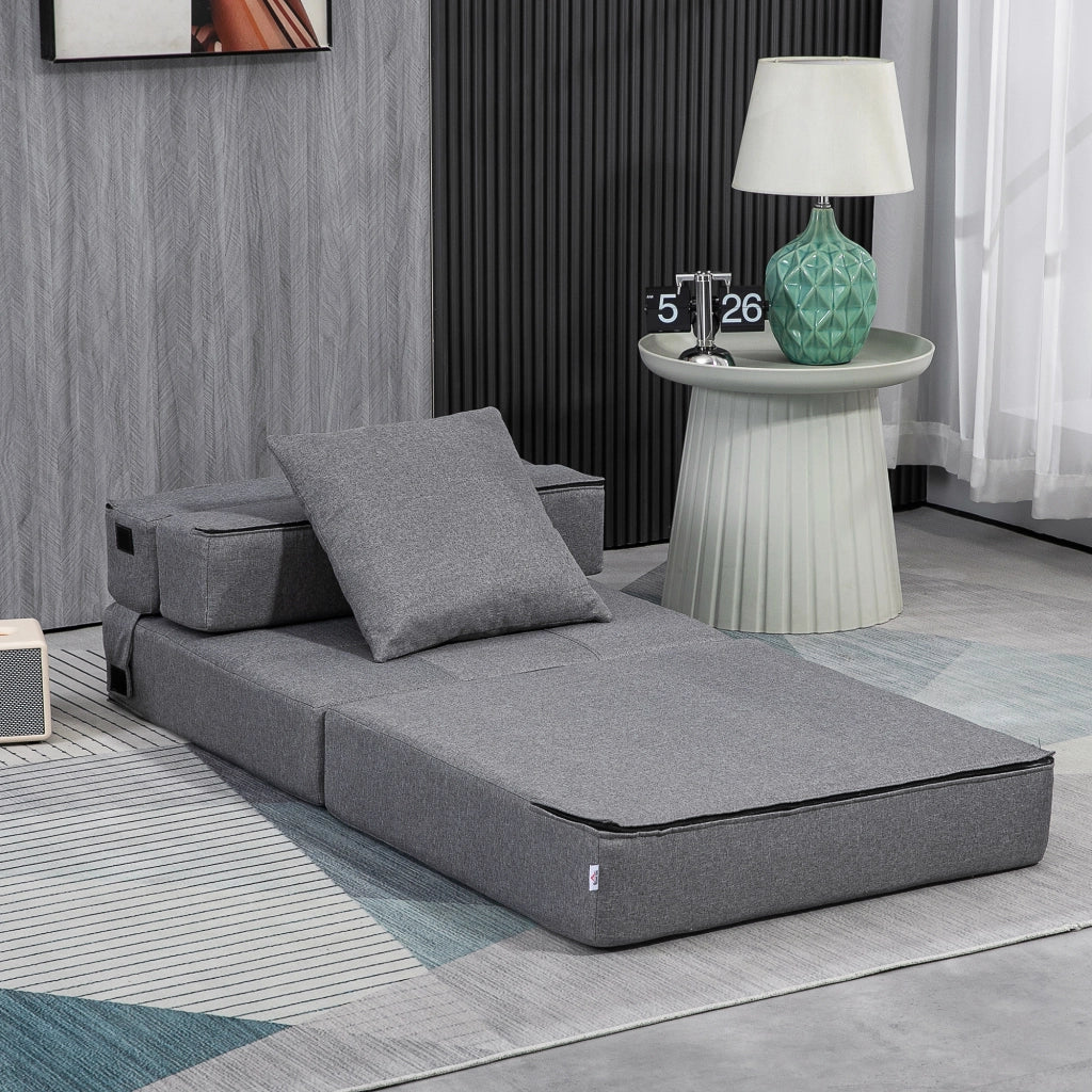 Letto Singolo Pieghevole ¨C zephmum ¨C Grigio 70x70x61 cm con Cuscino