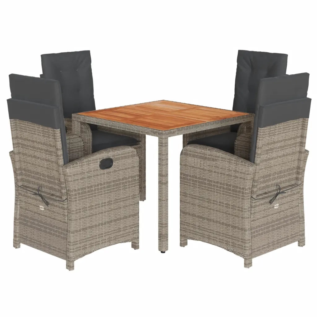 Set da Pranzo da Giardino 5 pz con Cuscini in Polyrattan Grigio 3212241