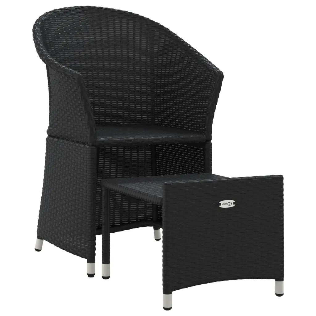 Set da Giardino 2 pz con Cuscini Nero in Polyrattan 319684