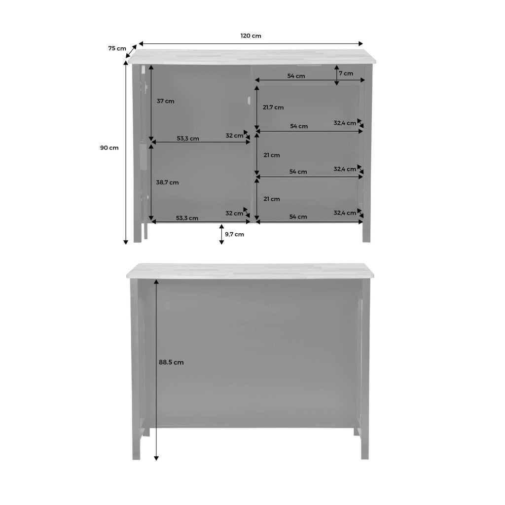 Isola da cucina 3 in 1, 120cm, nero