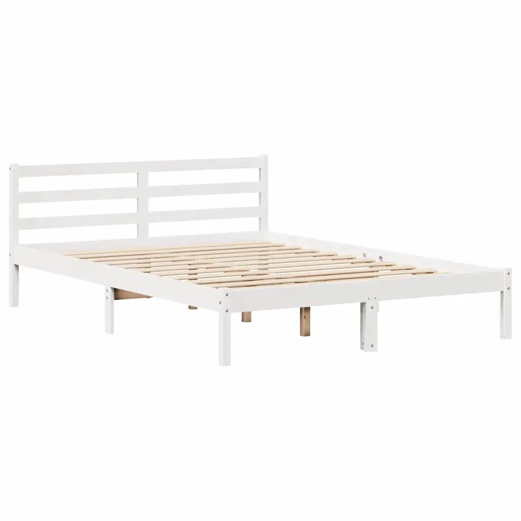 Letto senza Materasso-Struttura Letto Bianco 140x190 cm Legno Massello di Pino 650368