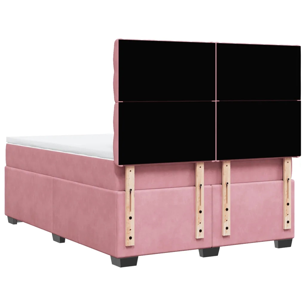 Giroletto a Molle con Materasso Rosa 140x200 cm in Velluto 3290941