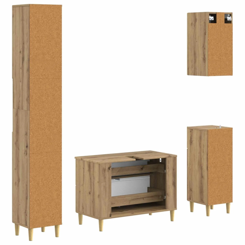 Set di Mobili da Bagno da 4 Pezzi ARNHEM Rovere Artigianale 3417935