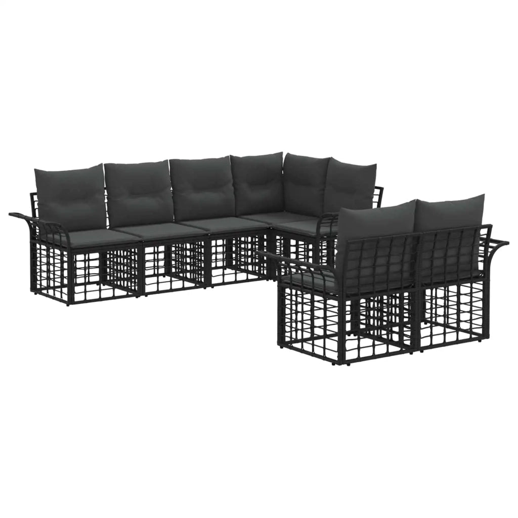 Set di divani da esterno 7 pcs Nero e Grigio scuro Poliestere 3437727