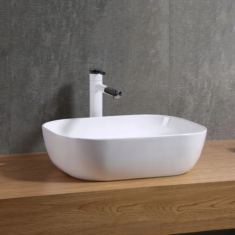 LAVABO DA APPOGGIO RETTANGOLARE IN CERAMICA DA POSARE SUL PIANO DI LAVORO BIANCO 41x31 CM