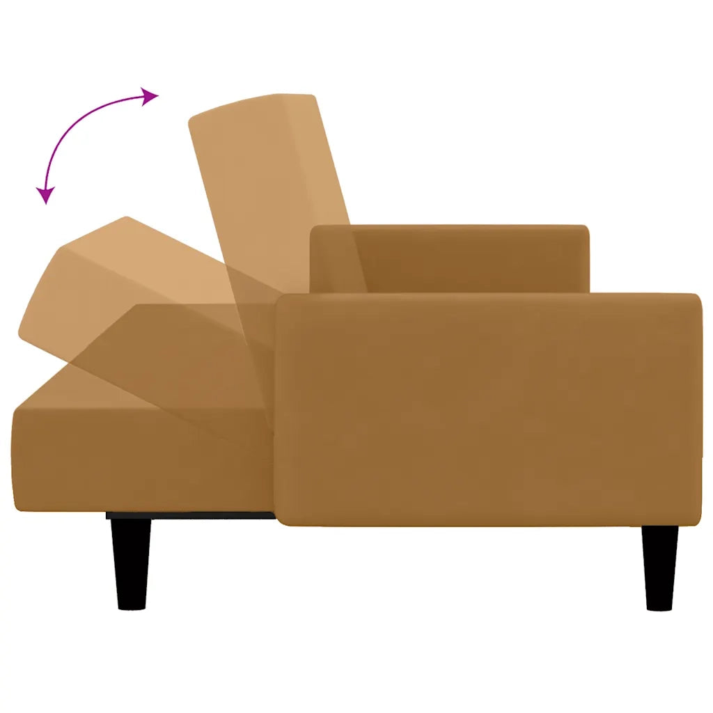 Divano Letto a 2 Posti Marrone in Velluto 375782