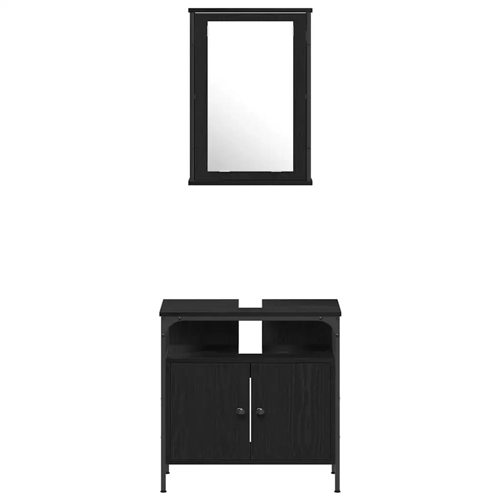 Set di mobili per il bagno 4 pcs Rovere nero Legno multistrato 3334427