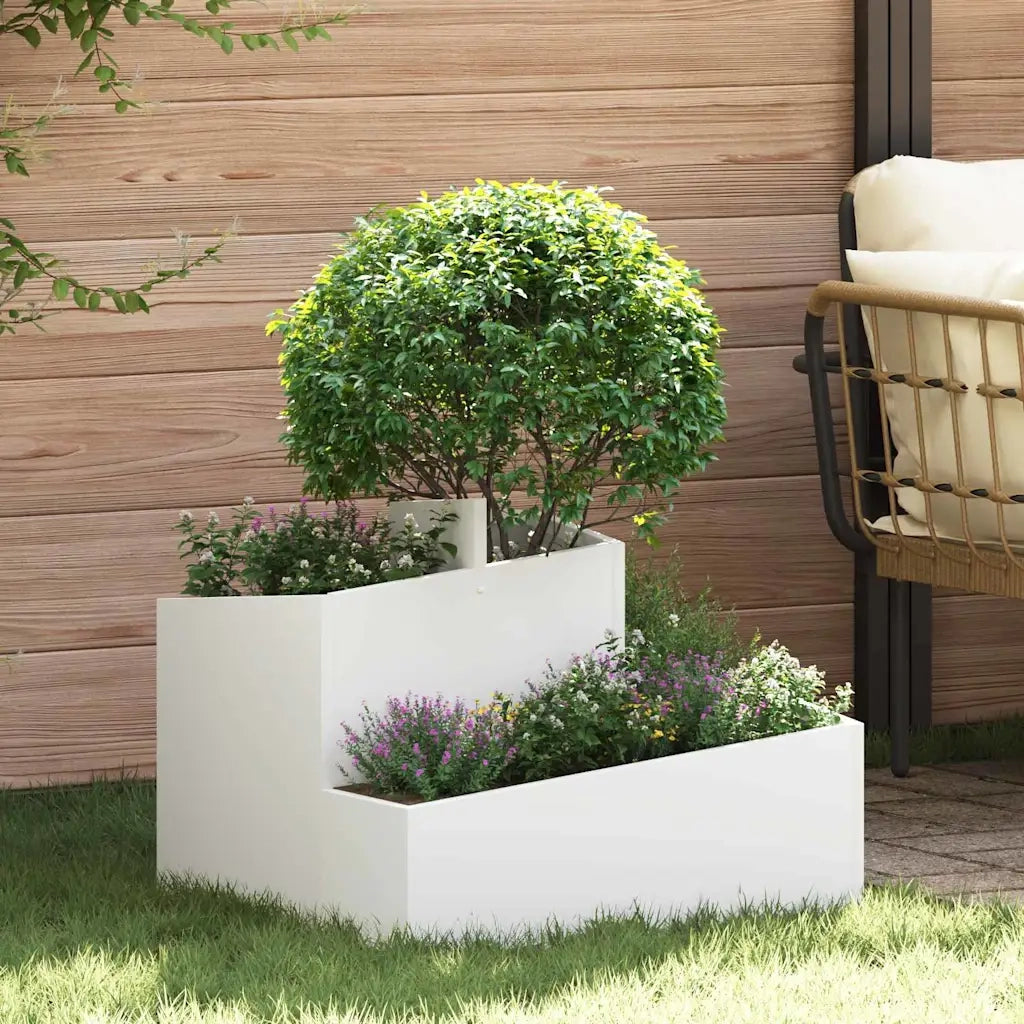 Vaso da giardino Bianco 60 x 60 x 50 cm 873572