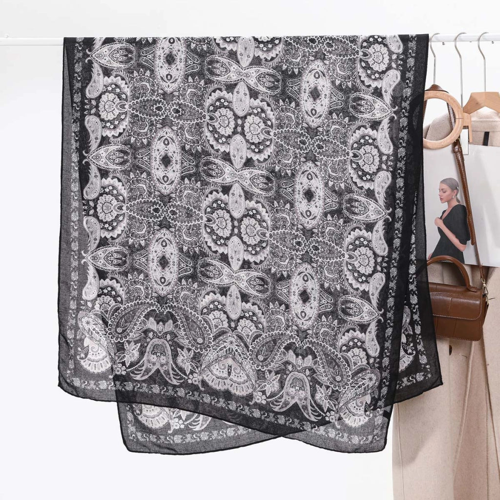 Elegante sciarpa oversize da donna in cotone e lino