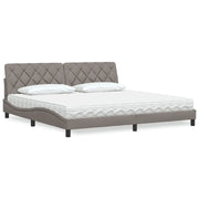 Letto con Materasso Tortora 200x200 cm in Tessuto 3310766