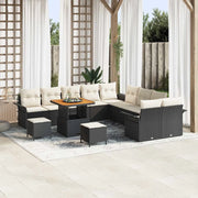 Set Divano da Giardino con cuscino 13 pcs Nero polyrattan