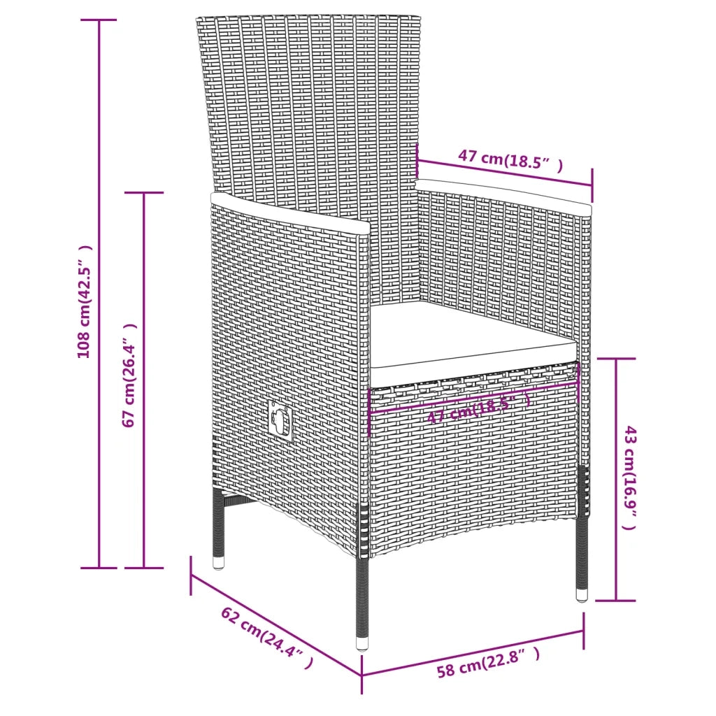 Set da Pranzo da Giardino 7 pz con Cuscini Grigio 3099435