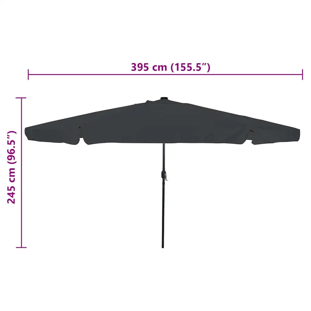 Ombrello da giardino Antracite 395 x 395 x 245 cm Poliestere 42003646