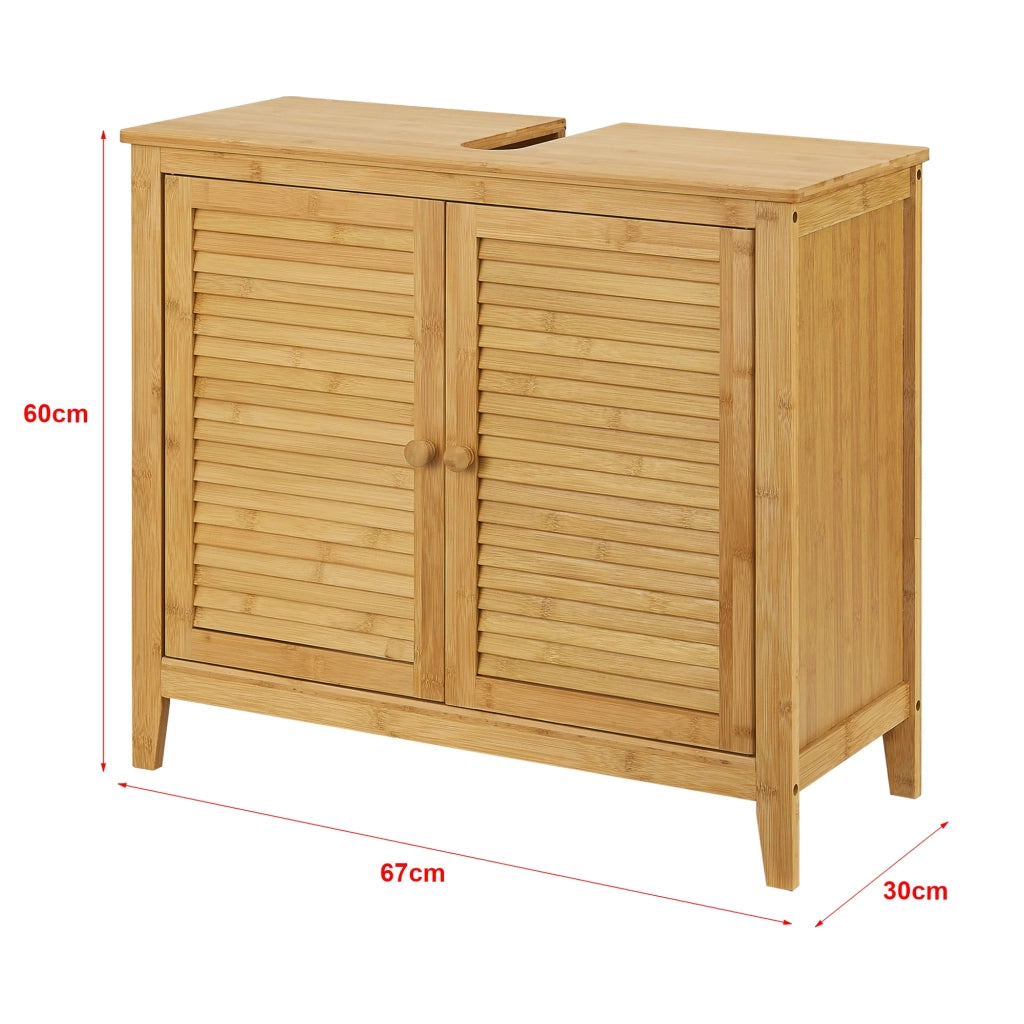 Mobile sottolavello con 2 ante 60 x 67 x 30 cm bambù 03_0007738
