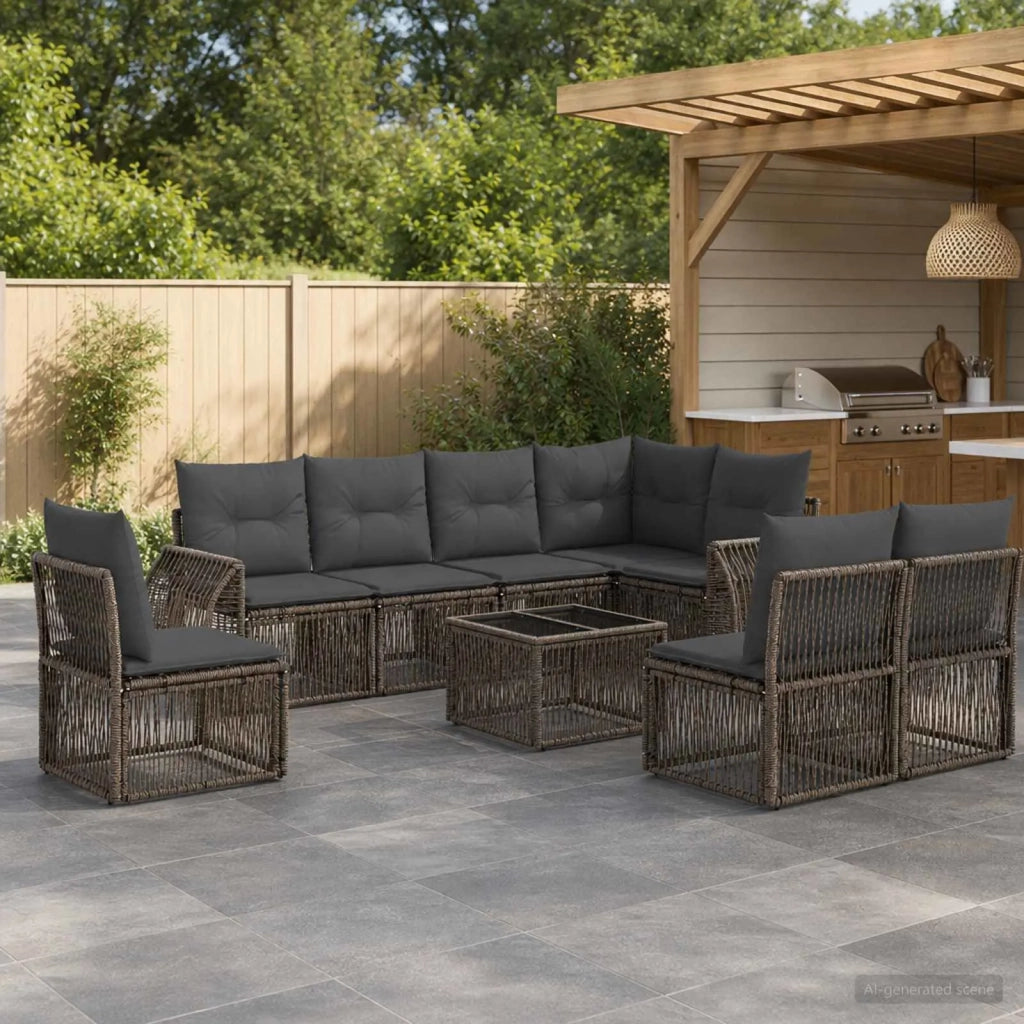 Set Divano da Giardino 9 pz Grigio e Grigio Scuro polyrattan 3435437