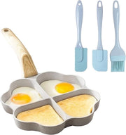 Piatto a forma di cuore per 4 persone con superficie antiaderente, manico in legno, cucchiai in silicone, piastra elettrica e gas, bianco