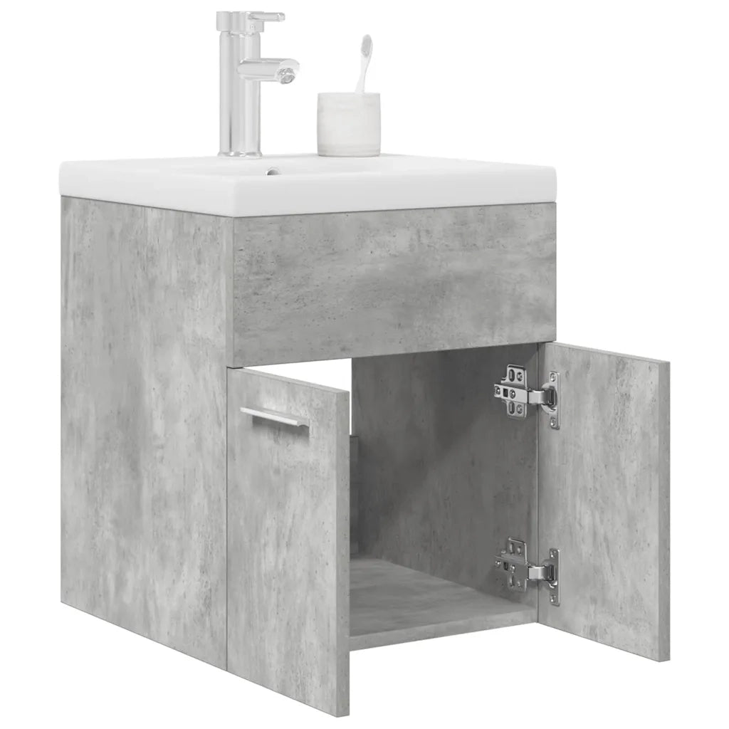 Mobile da Bagno con Lavabo | Armadio Lavabo Integrato e Rubinetto Grigio Cemento